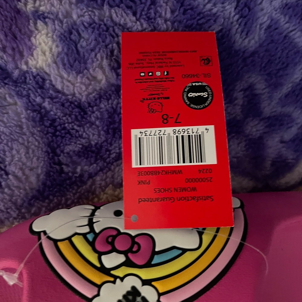 Hello Kitty Pink Slide Sandals with Rainbow Patch - Picture 4 of 5